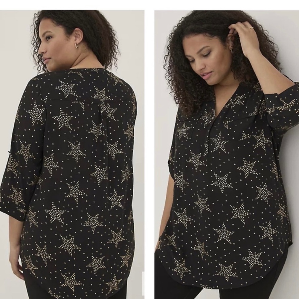 Torrid Harper Blouse NWOT Roll Tab Type 3/4 Sleeve; Pull Over Style